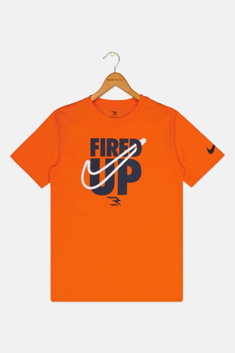 Nike 3Brand by Russell Kids Boy Sportswear Fit Short Sleeves Outdoor T-Shirt, Orange - Image 3